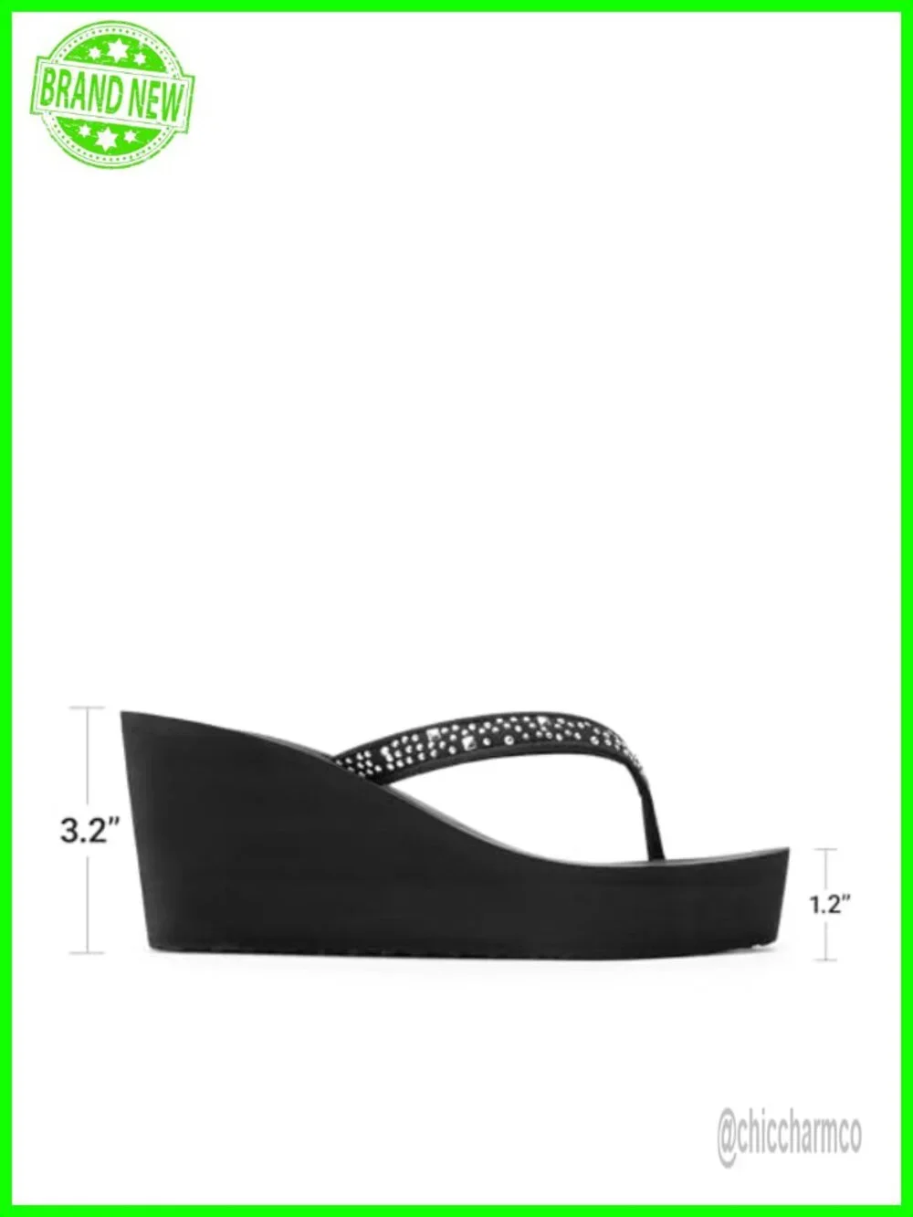 Platform Rhinestones Wedge Flip Flop, 3.2